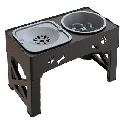 Adjustable Elevated Dog Feeder — Slow Feed Double Bowl Stand